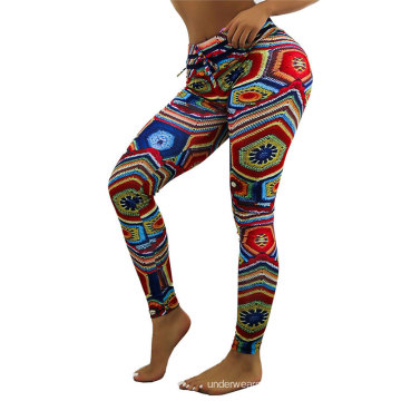 Colorful geometric patterns print gym fitness high waist yoga pants tights women